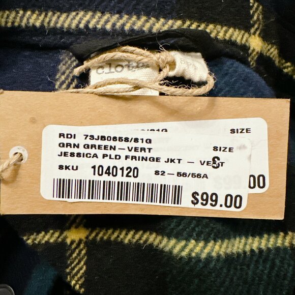 RAZZLE DAZZLE JESSICA PLAID FRINGE JACKET new with tags! Shacket - Picture 5 of 6